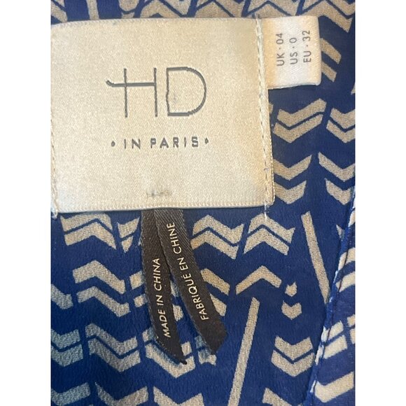 Anthropology HD In Paris Blue & White Patterned Long Sleeve Blouse - US 0 - Picture 4 of 8